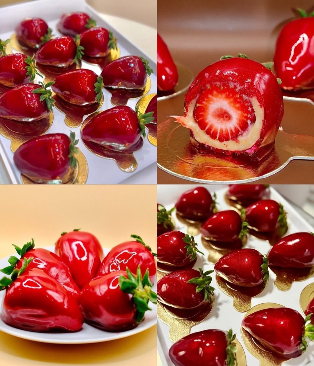 Morangos sendo preparados