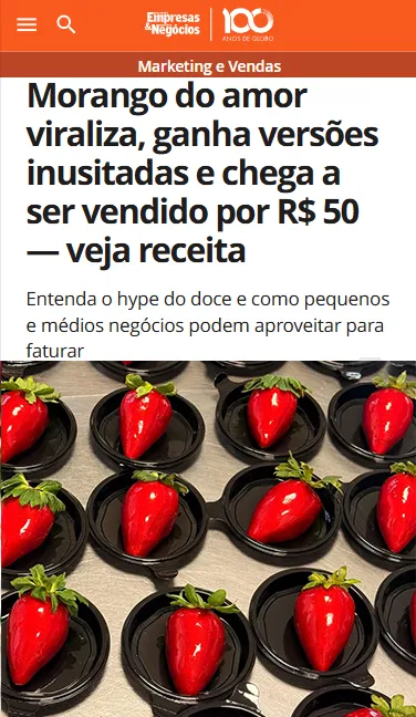 Outra notícia sobre o sucesso do Morango do Amor